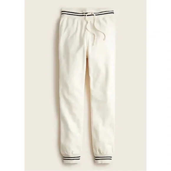 J.CREWUniversity Terry Hoodie & Jogger Set in Natural Striped Cuffs, Size S